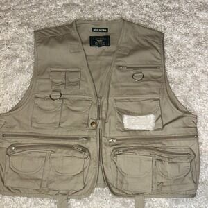 CRYSTAL RIVER FISHING VEST KHAKI CANVAS Men's Size Medium GUC-c